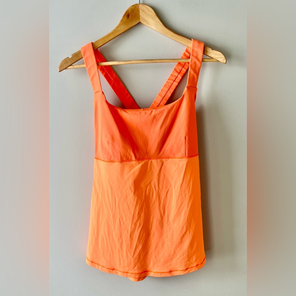 Lululemon Track and Train Tank Top Orange Cross Back Built-In Bra Size 4/6 -Gym - Picture 2 of 10